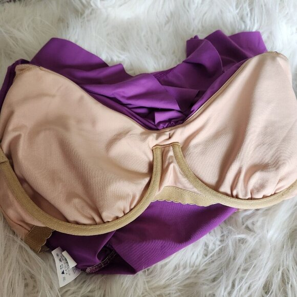 Lands End Underwire Tankini Tank Swim Top‎ Womens Sz 10 Ruffles Rouched - Picture 8 of 12